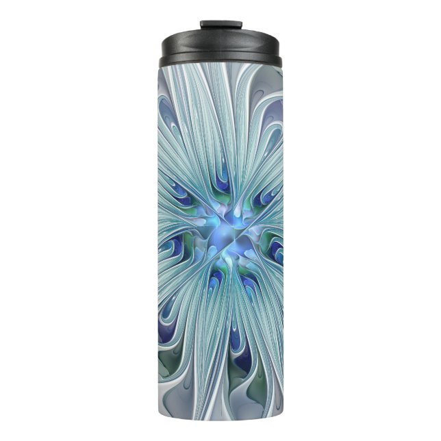 Garrafa Térmica Floral Beauty Abstrato Modern Blue Pastel Flower (Frente)