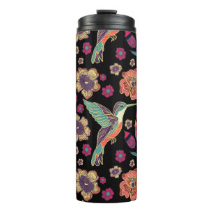 Garrafa Térmica Floral Bird Design   Trabalho de arte inspirado na