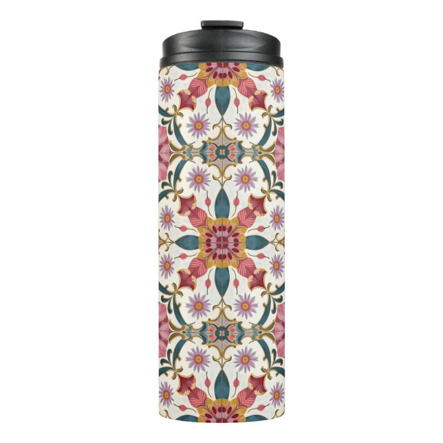 Garrafa Térmica Floral Boho Pattern in Red, Pink & Teal (Frente)