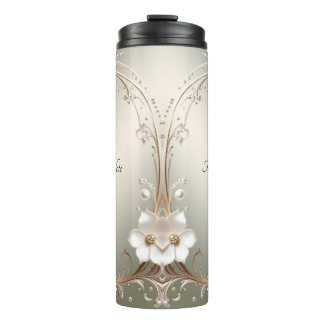 Garrafa Térmica Floral Branco Ornamentado