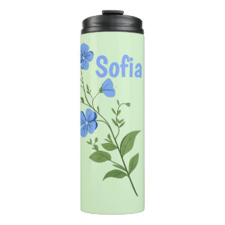 Garrafa Térmica Floral daisy modern personalized cute elegant blue