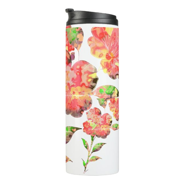Garrafa Térmica Floral de Aquarela (Rotação à direita)