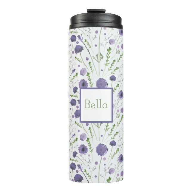 Garrafa Térmica Floral de Aquarela Puro Personalizado (Frente)