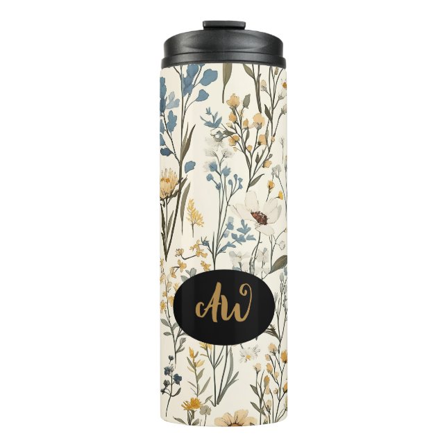 Garrafa Térmica Floral de Jardim de Flores Selvagens (Frente)