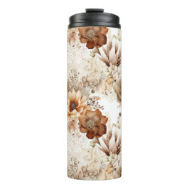 Garrafa Térmica Floral do Sudoeste Creme Marrom Ocidental