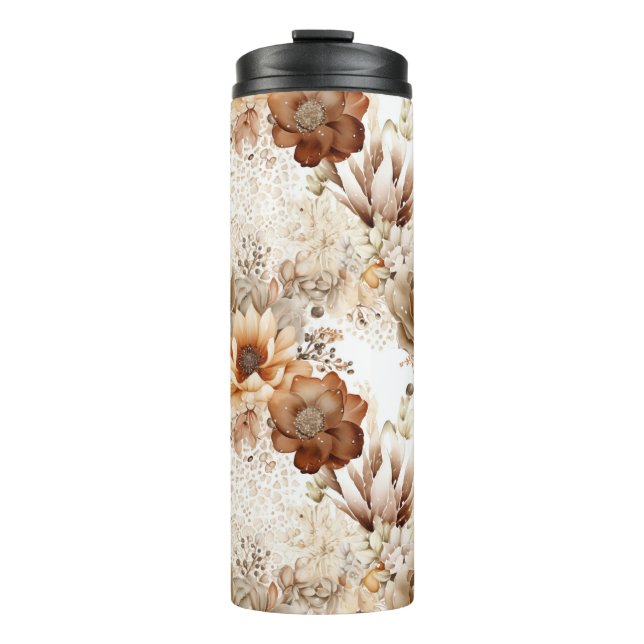 Garrafa Térmica Floral do Sudoeste Creme Marrom Ocidental (Frente)