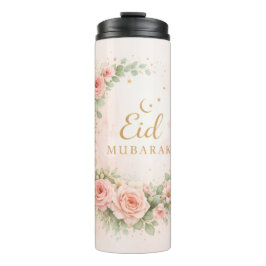 Garrafa Térmica Floral Eid Mubarak – Blush Pink Islamic Gift f