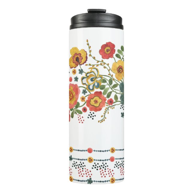 Garrafa Térmica Floral Estilizado: Design sem água. (Frente)