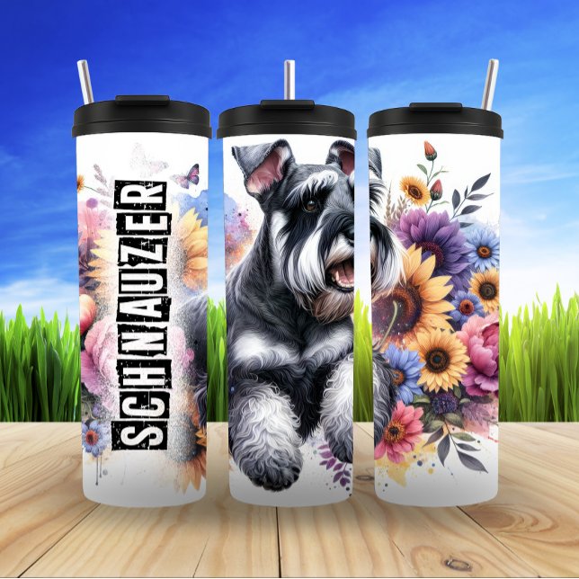 Garrafa Térmica Floral Frolic de Schnauzer (Criador carregado)