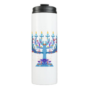 Garrafa Térmica floral menorah hanukkah
