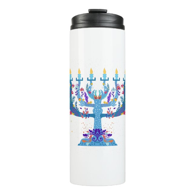 Garrafa Térmica floral menorah hanukkah (Frente)