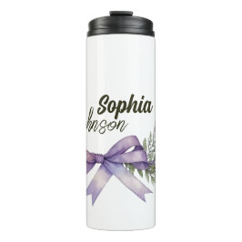 Garrafa Térmica Floral Moderno Personalizado Branco e Roxo