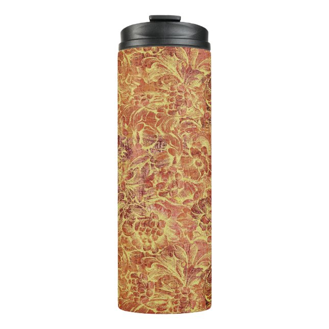 Garrafa Térmica Floral Ornamental com Textura - Visual Antigo (Frente)