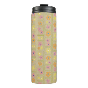 Garrafa Térmica Floral Patchwork Bege Retrô