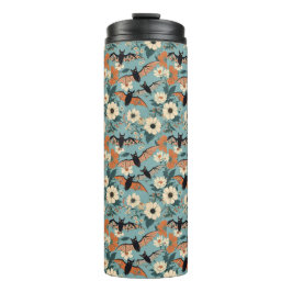 Garrafa Térmica Floral Patchwork Halloween Bats & Flowers
