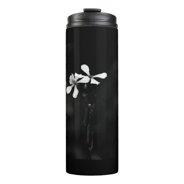 Garrafa Térmica floral preto e branco mínimo (Frente)