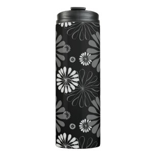 Garrafa Térmica Floral Retro Preto e Branco