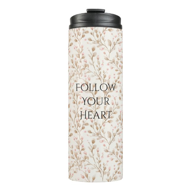 Garrafa Térmica Floral Rosa Bege Blush (Frente)