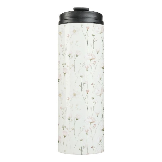 Garrafa Térmica Floral Rosa Bege Bonito (Frente)