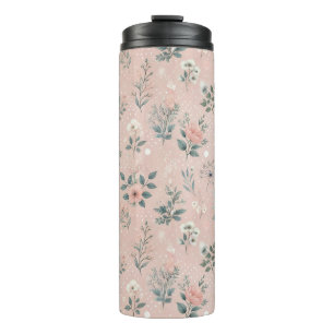 Garrafa Térmica Floral Rosa Russo com Sangue Branco e Verde