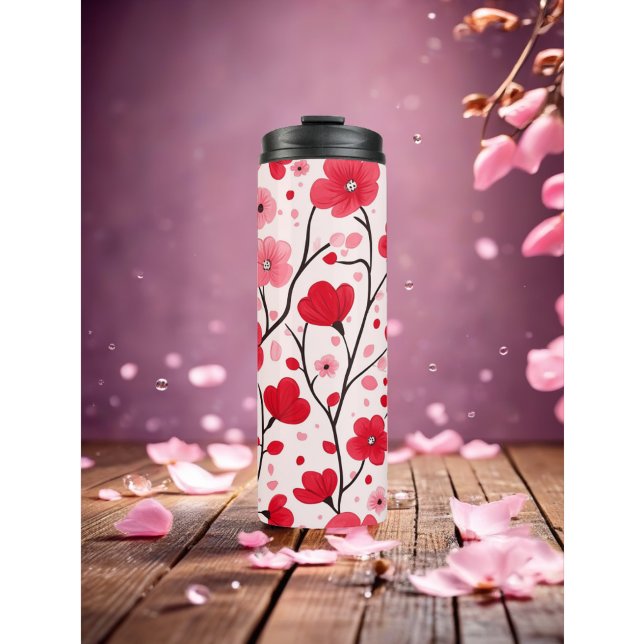 Garrafa Térmica Floral Vermelho Romântico (Criador carregado)