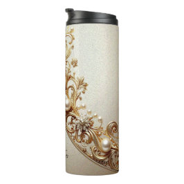 Garrafa Térmica Floreado Dourado Ornamentado