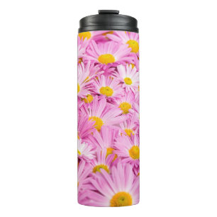 Garrafa Térmica Flores Amarelas Cor-de-rosa Fundo sem costura