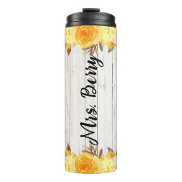 Garrafa Térmica Flores Amarelas de Aquarela