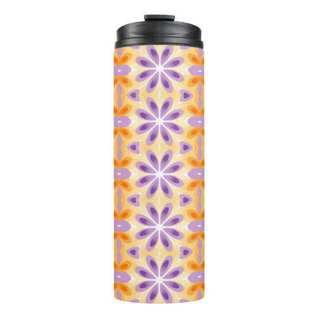 Garrafa Térmica Flores Amarelo-roxo Laranja (Frente)