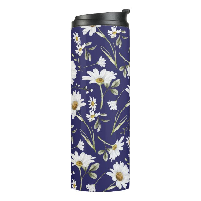 Garrafa Térmica Flores Brancas de Aquarela (Giro à esquerda)