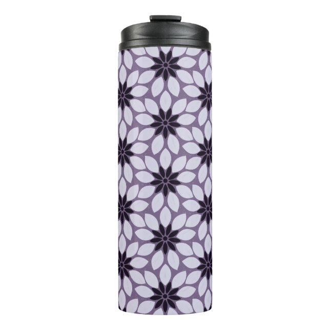 Garrafa Térmica Flores com Impressão de bloco roxa (Frente)