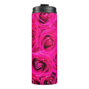 Garrafa Térmica Flores cor-de-rosa rosa fundo