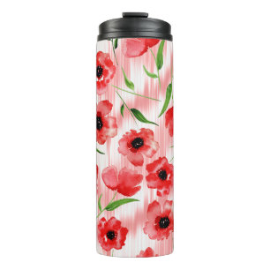 Garrafa Térmica Flores de aquarelas: ikat de papoila.