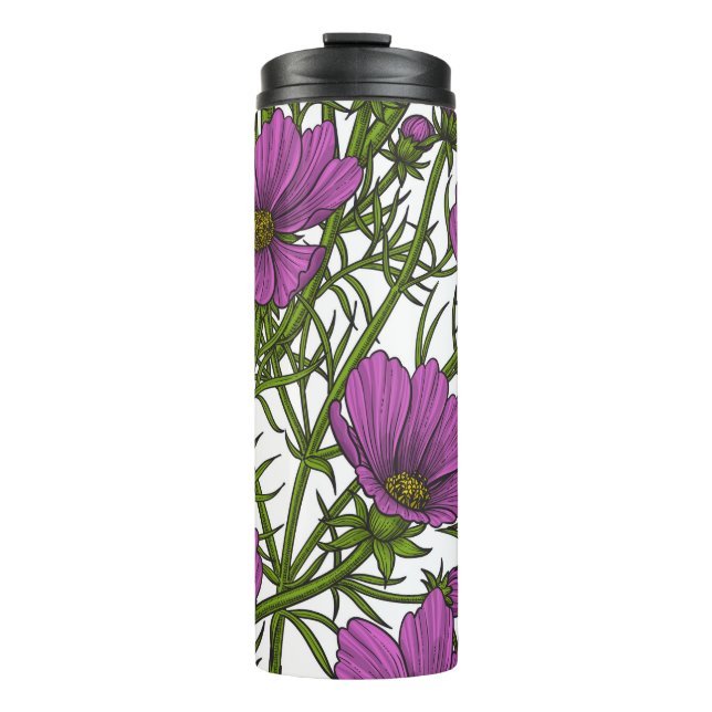 Garrafa Térmica Flores de cosmos violetas (Frente)