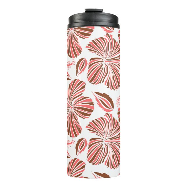 Garrafa Térmica Flores de hibisco havaianas: estilo tropical marro (Frente)