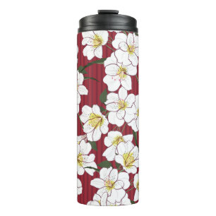 Garrafa Térmica Flores de Jardim Branco: Faixa de Vintagem