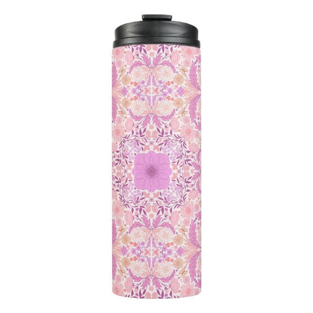 Garrafa Térmica Flores de jardim retrorreflectores a rosa (Frente)