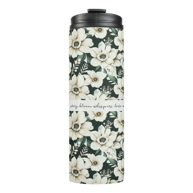 Garrafa Térmica Flores de marfim elegantes (Frente)