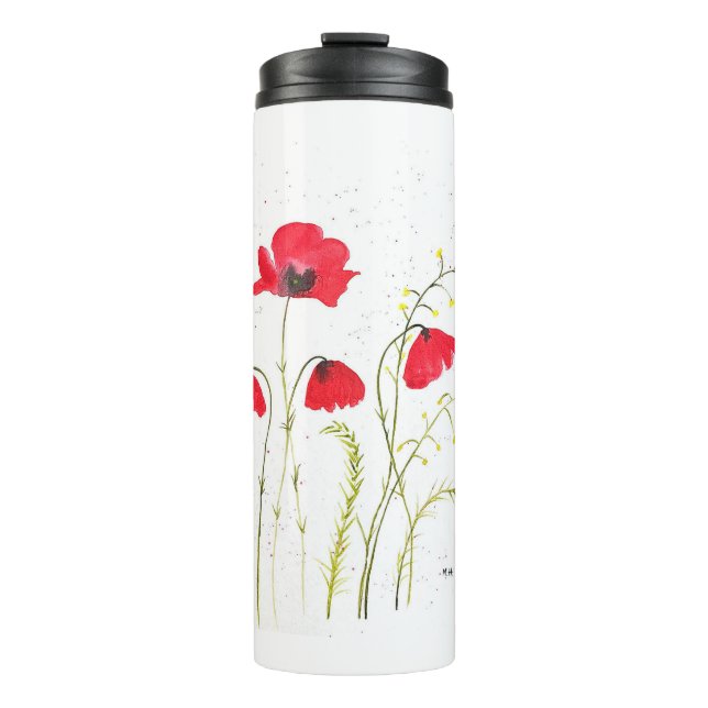 Garrafa Térmica Flores de papoila-vermelha (Frente)