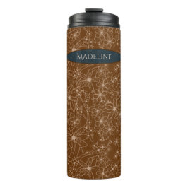 Garrafa Térmica Flores-do-campo Padrões Desenhados de Mão Marrom R