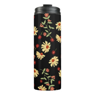 Garrafa Térmica Flores do outono: Harmonia Vermelho-Laranja.