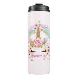 Garrafa Térmica Flores Douradas do Arco-Íris Cor-de-Rosa  do Unicó