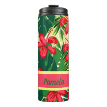 Flores e folhas tropicais