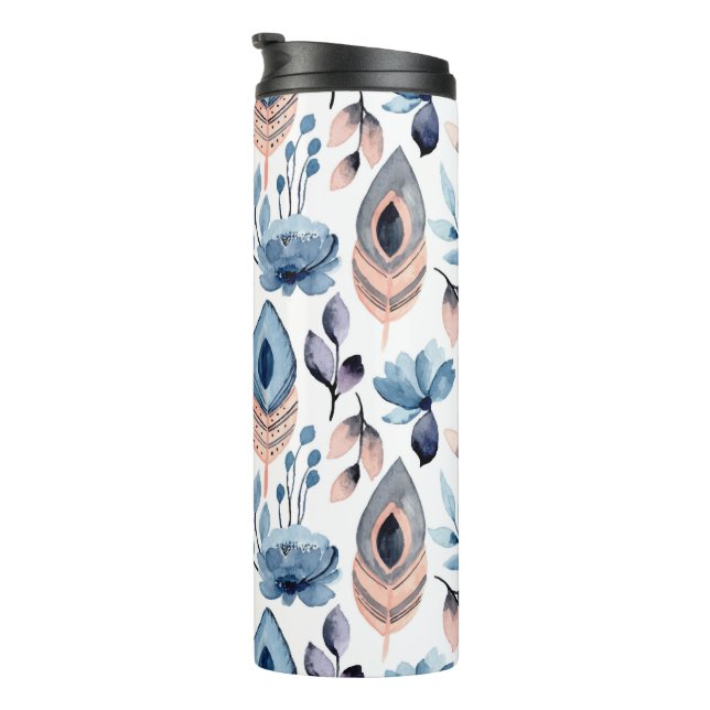 Garrafa Térmica Flores e Penas Boêmicas (Rotação à direita)