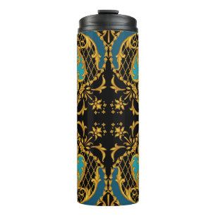 Garrafa Térmica Flores Laranja Rosa: Composição Quadrada