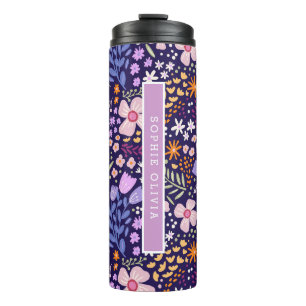 Garrafa Térmica Flores Modernas Flores Silvestres Feminino Elegant