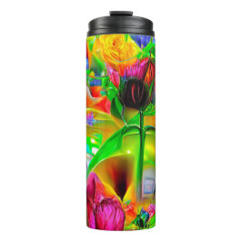 Garrafa Térmica Flores Psicodélicas abstrato