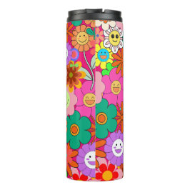 Garrafa Térmica Flores Retro Groovy Boho Hippie