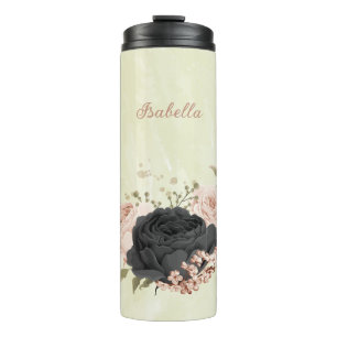 Garrafa Térmica flores rosa com blush preto