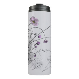 Garrafa Térmica Flores silvestres e borboletas Tumbler térmico